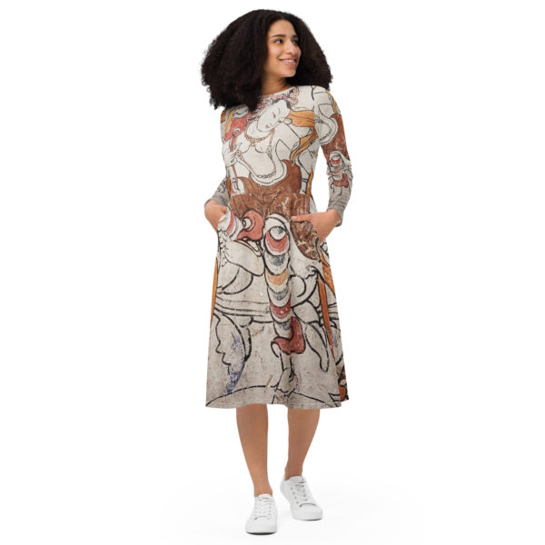All-over print long sleeve midi dress "ErdeneZuu" - Image 7