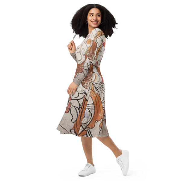 All-over print long sleeve midi dress "ErdeneZuu" - Image 9