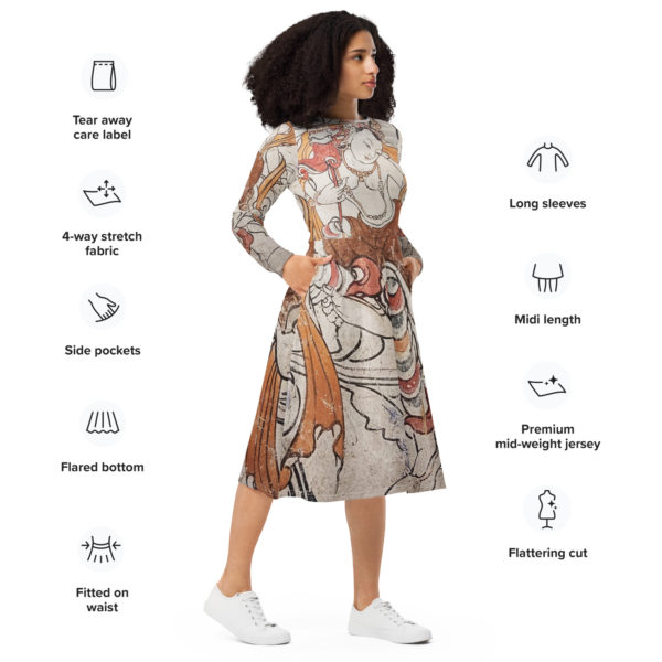 All-over print long sleeve midi dress "ErdeneZuu" - Image 6