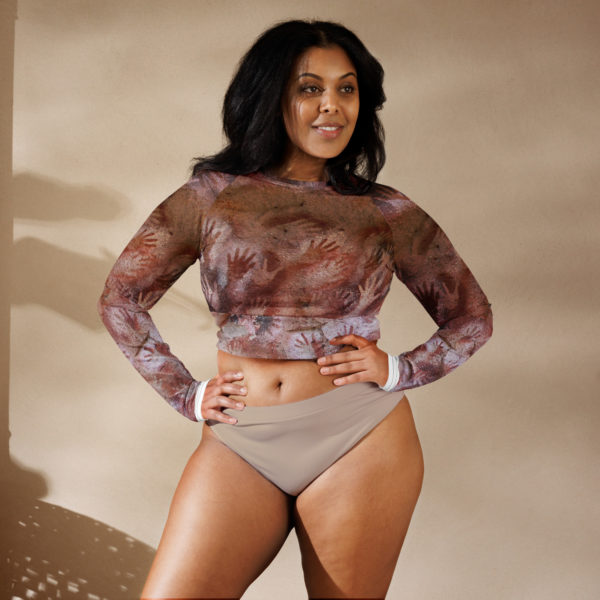 Recycled long-sleeve crop top "Manos" - Image 3