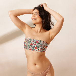 Recycled bandeau bikini top "Suzani"